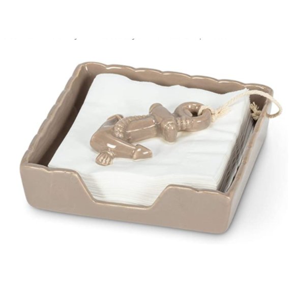 Abbott Collection Other - SOLD Anchor & Rope Tan Ceramic Luncheon Napkin Holder